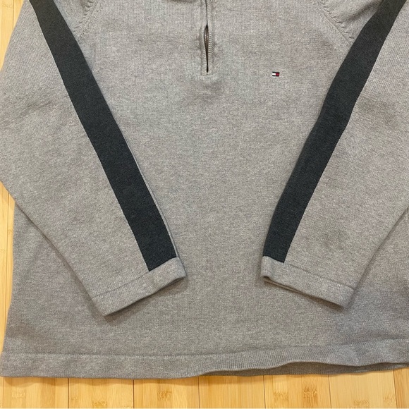 Tommy Hilfiger Grey Quarter Zip Heavy Sweater Sweatshirt Pullover Mens Size XL - Picture 3 of 12